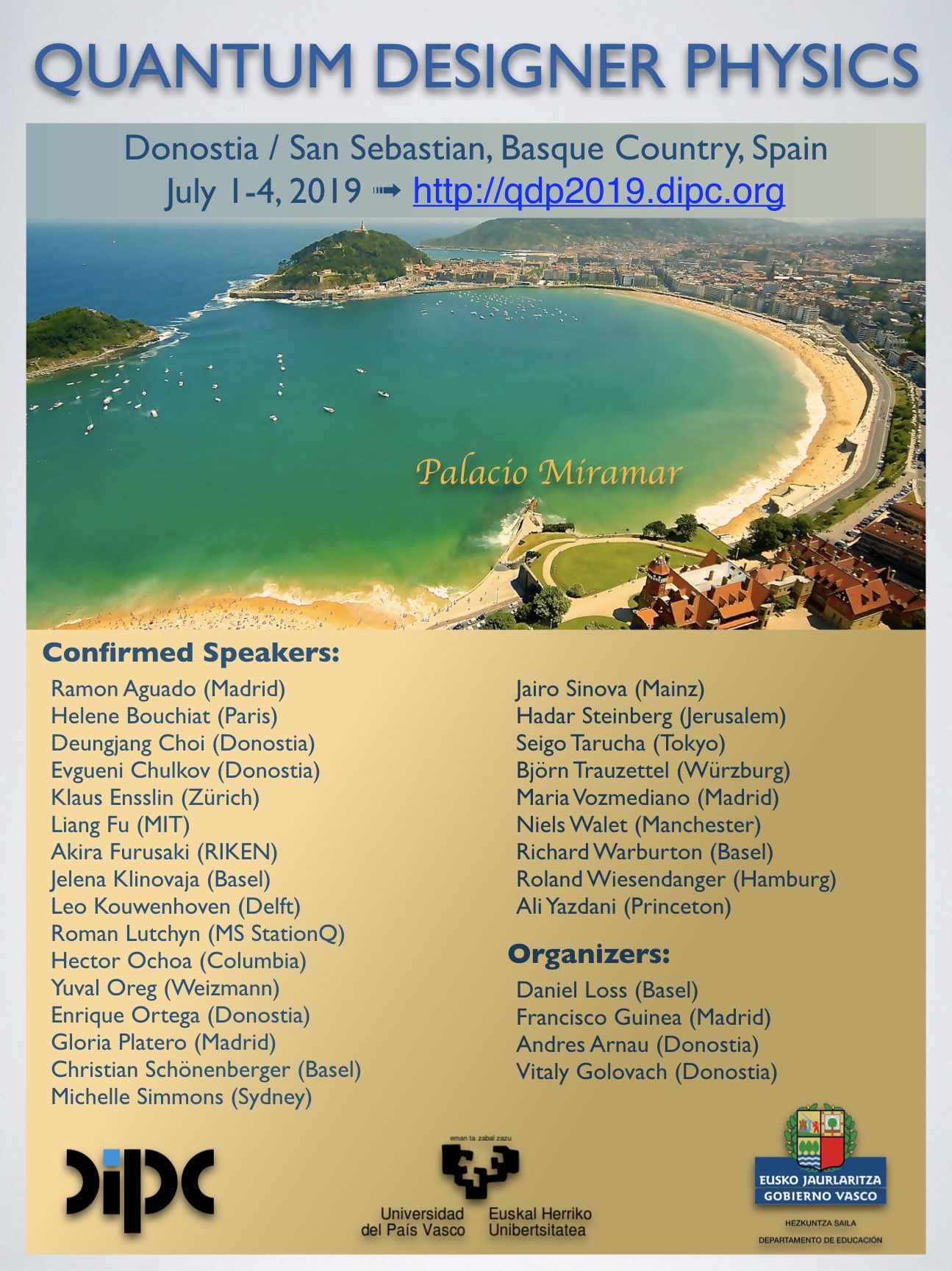 Quantum Designer Physics, Donostia--San Sebastian, July 1-4, 2019